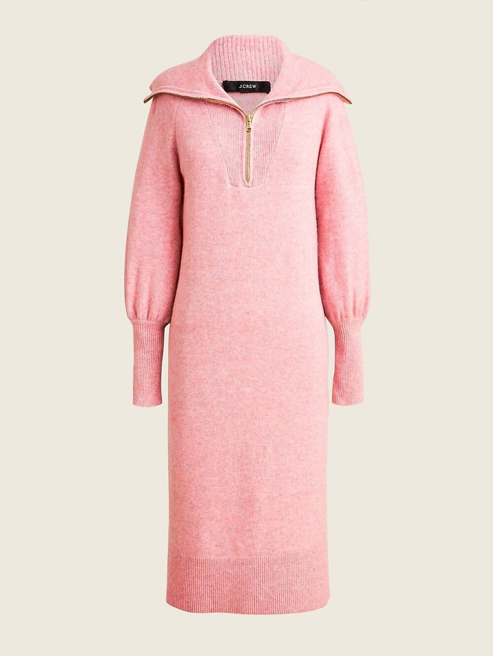 J.Crew Half-Zip Sweater Dress Supersoft Yarn Rose Multi Heather Merino Alpaca, L